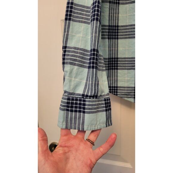Goodfellow & Co Mens Medium Button Down Plaid Long Sleeve Shirt Aqua Blue - Picture 11 of 11